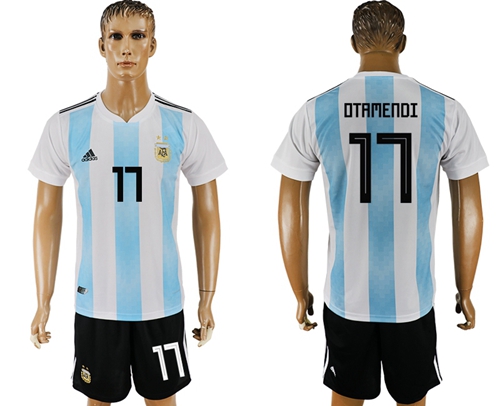 Argentina #17 Otamendi Home Soccer Country Jersey